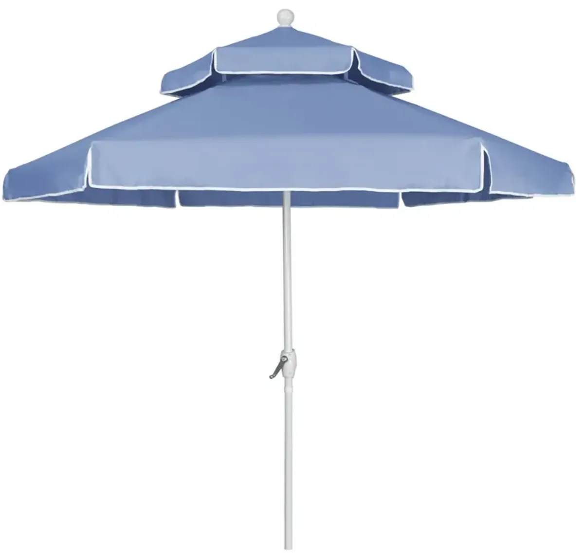 Diana Modern Light Blue Sunbrella White Double Tier Patio Umbrella