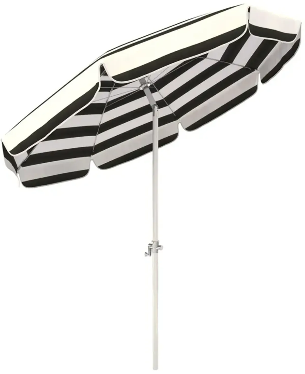Isabella Modern Black Striped Sunbrella White Aluminum Patio Umbrella - 81"