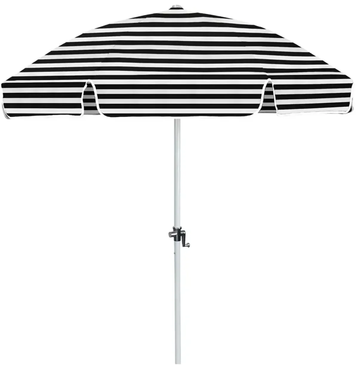 Isabella Modern Black Striped Sunbrella White Aluminum Patio Umbrella - 81"