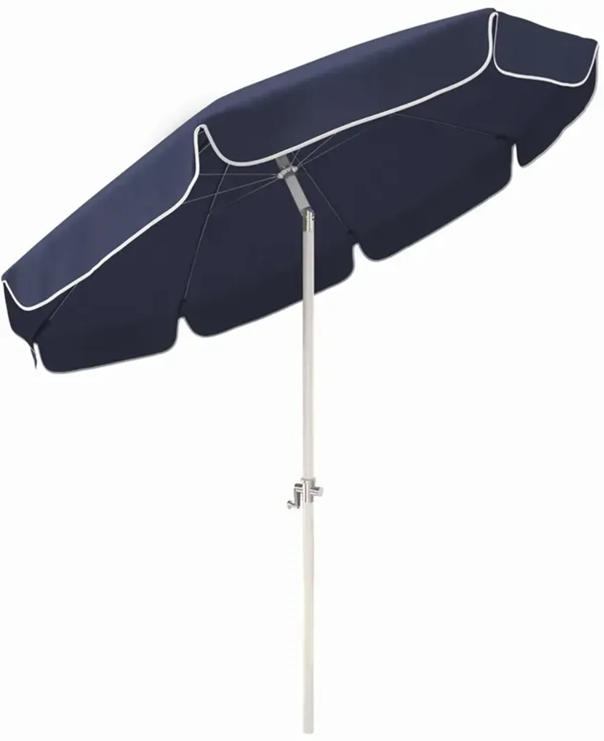 Isabella Modern Classic Blue Sunbrella White Aluminum Patio Umbrella - 81"