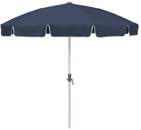 Isabella Modern Classic Blue Sunbrella White Aluminum Patio Umbrella - 89"