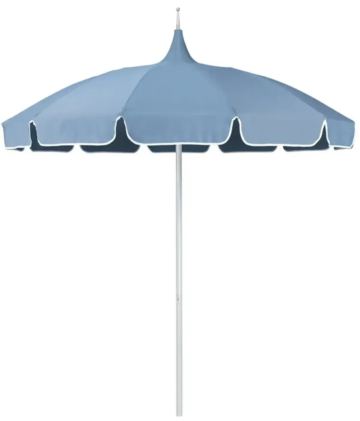 Lucille French Country Light Blue Sunbrella White Aluminum Pagoda Umbrella