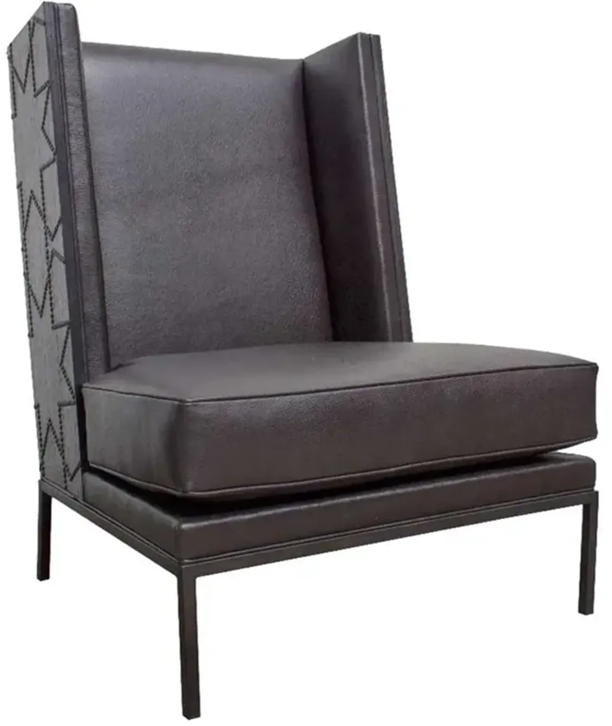 Warwick Industrial Black Leather Nailhead Trim Side Chair Overstock