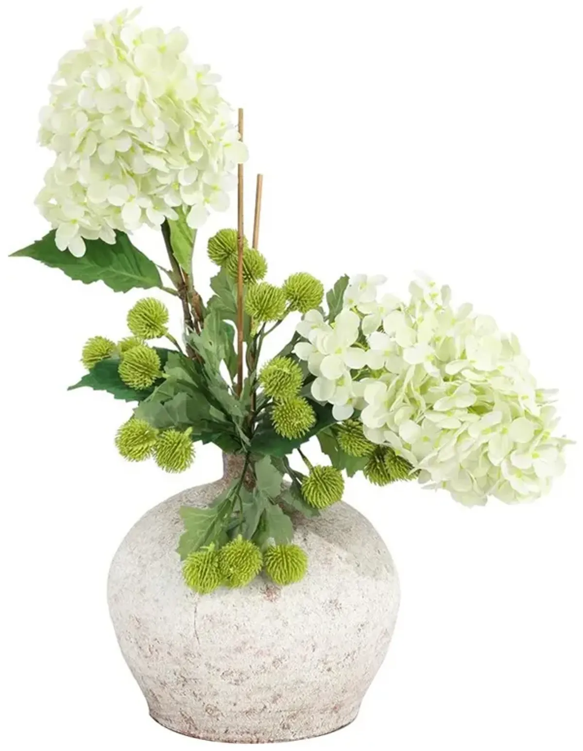 John-Richard Woodland French Country White Hydrangeas Faux Floral Arrangement