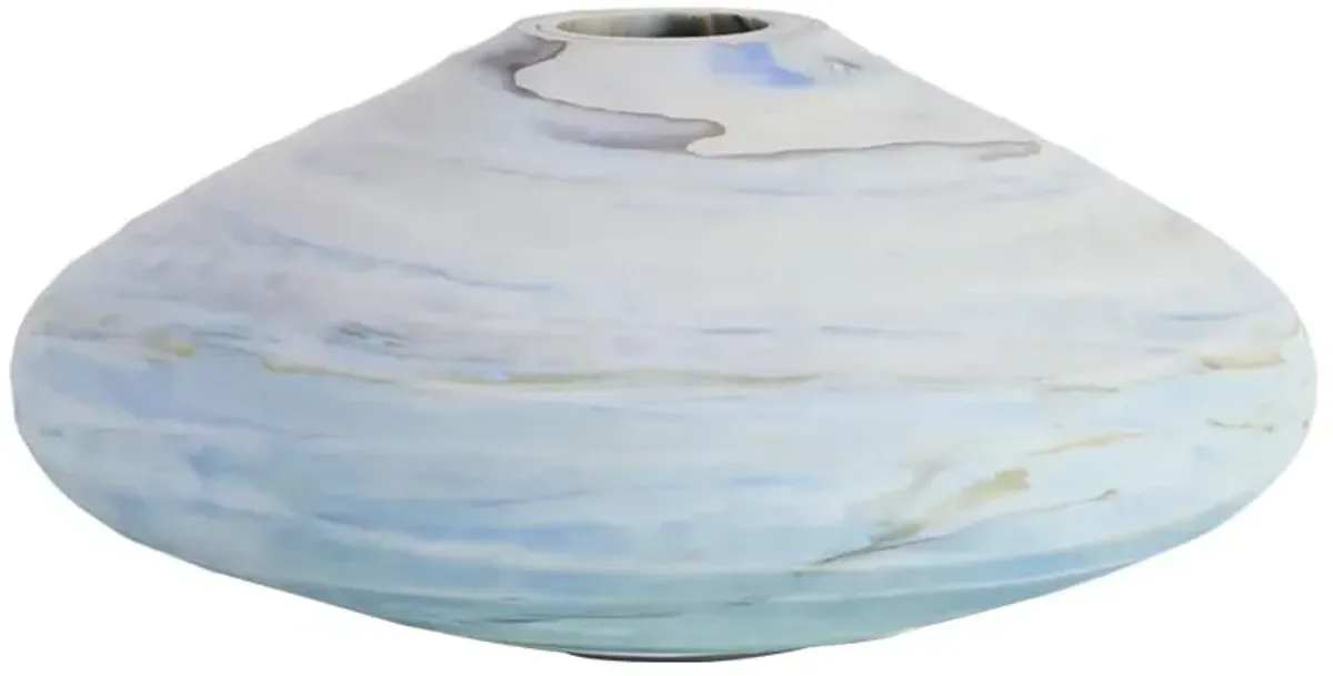 John-Richard Twirling Vapors Coastal Beach Blue Glass Decorative Vase - 15"