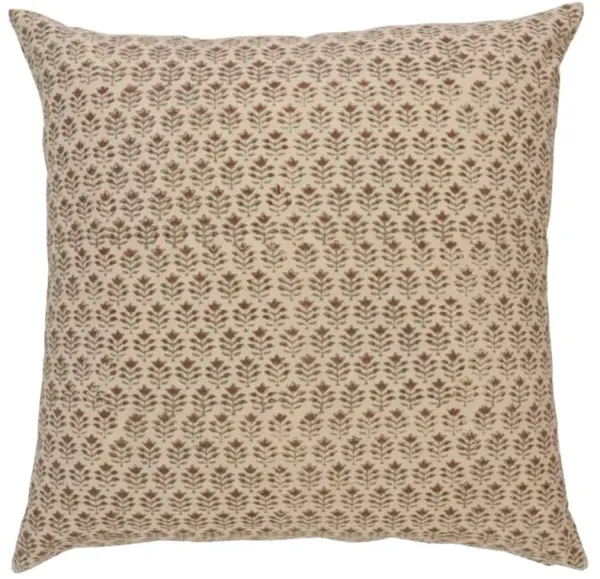 Sienna French Country Beige Cotton Geometric Throw Pillow Cover - 24x24