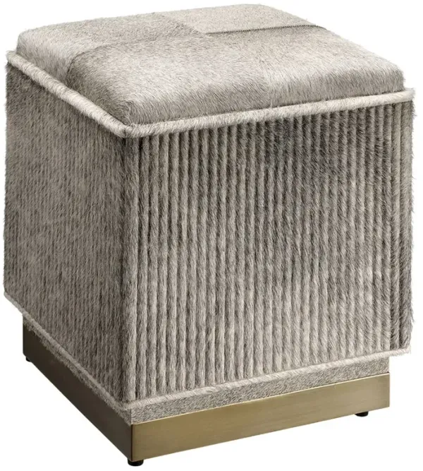 Cassandre Modern Classic Grey Hair on Hide Ottoman