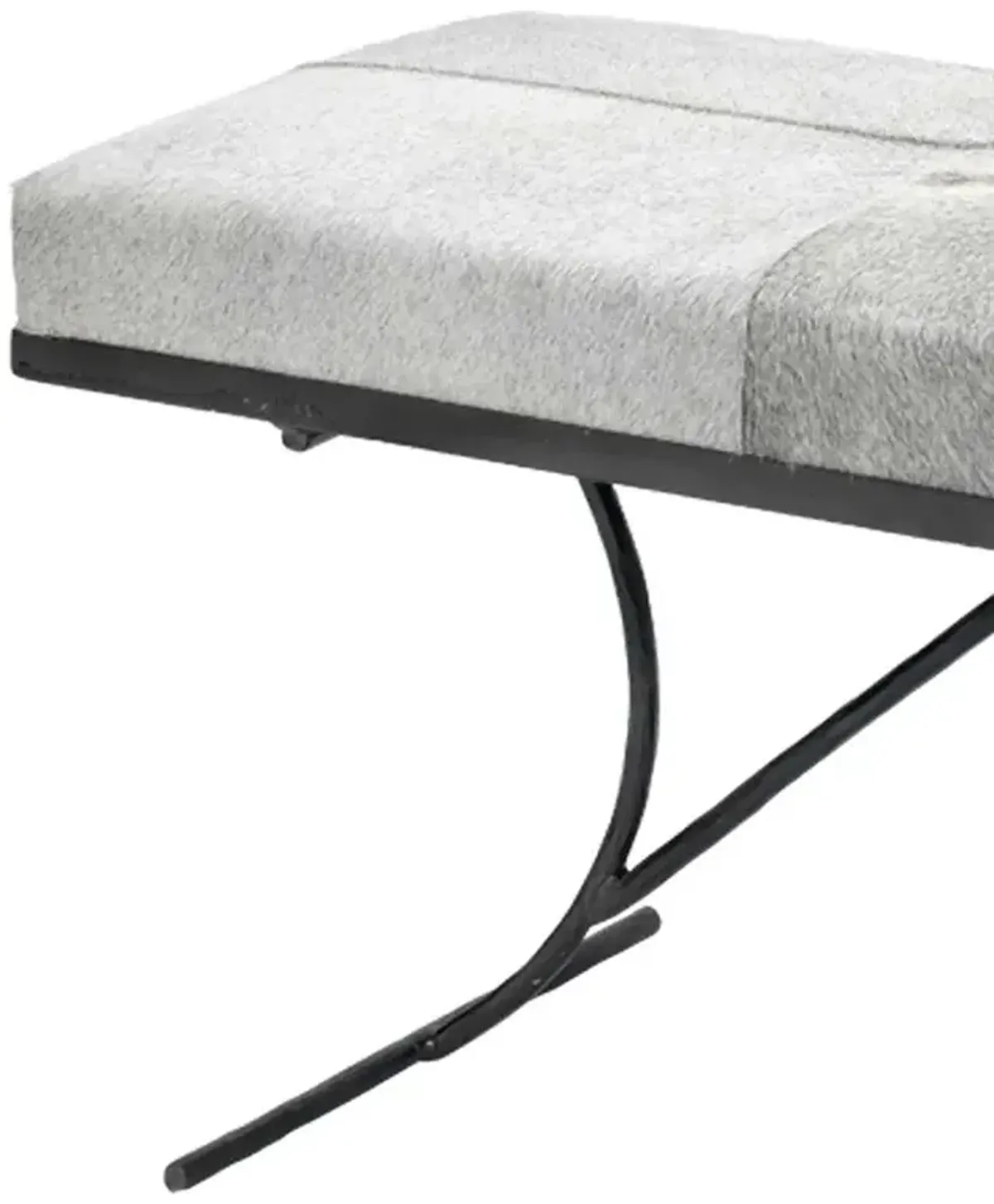 Clarisse Modern Classic Grey Hair on Hide Iron Bench