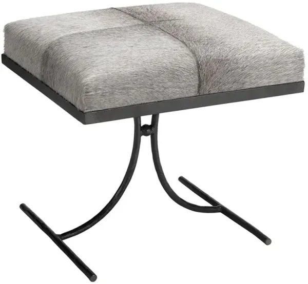 Clarisse Modern Classic Grey Hair on Hide Iron Stool