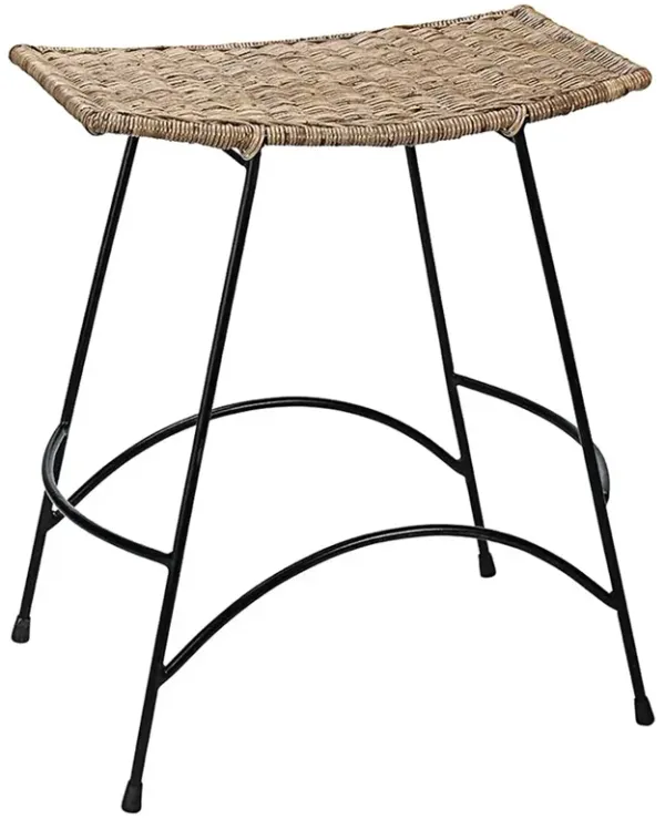 Lydie Coastal Beach Woven Rattan Counter Stool