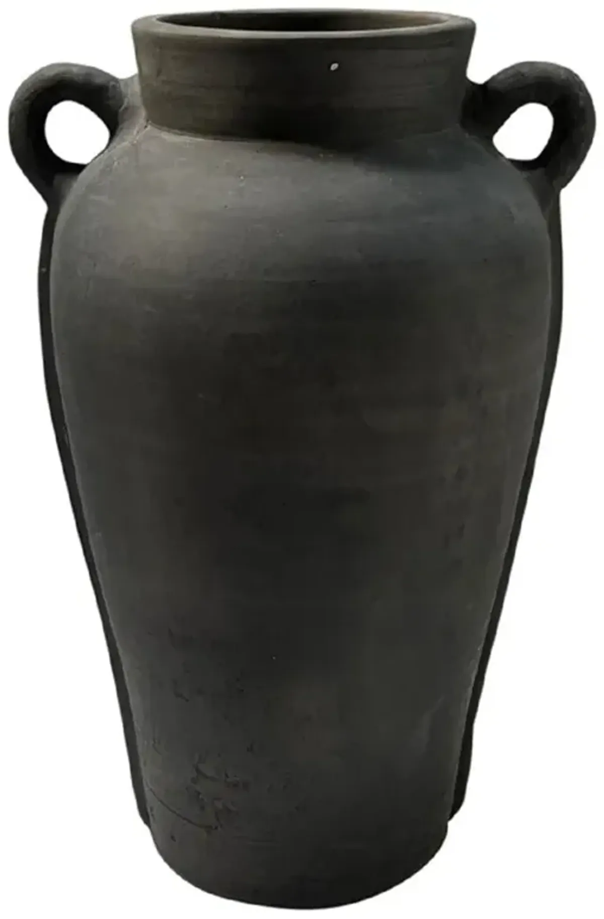 Laurent Traditional Black Terracotta Handle Outdoor Table Vase