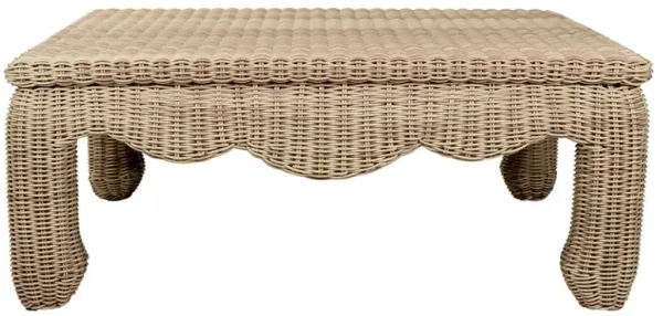 Xavier Coastal Natural Brown Woven Wicker Square Outdoor Coffee Table