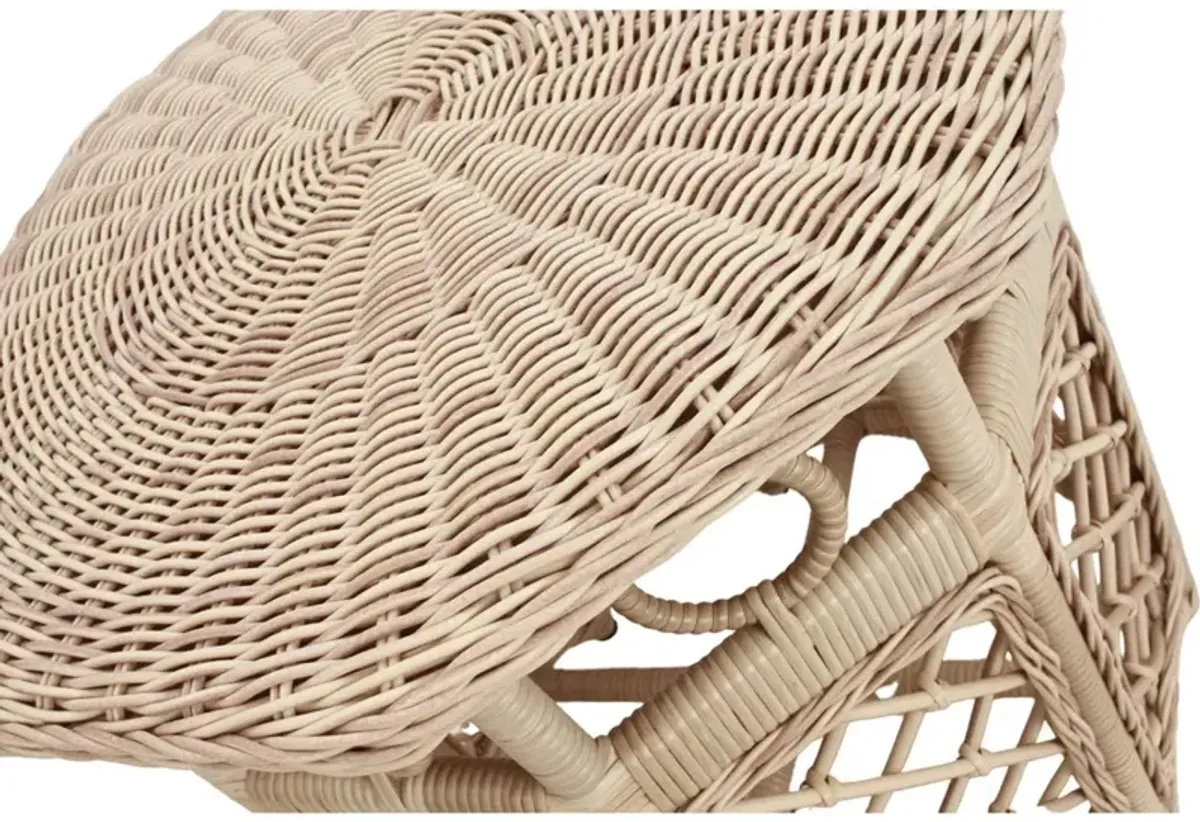 Wade Coastal Natural Brown Woven Wicker Outdoor Side Table
