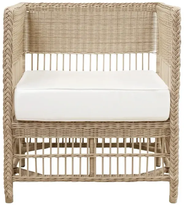 Vaughn Coastal Beach White Sunbrella Wicker Outdoor Club Chair