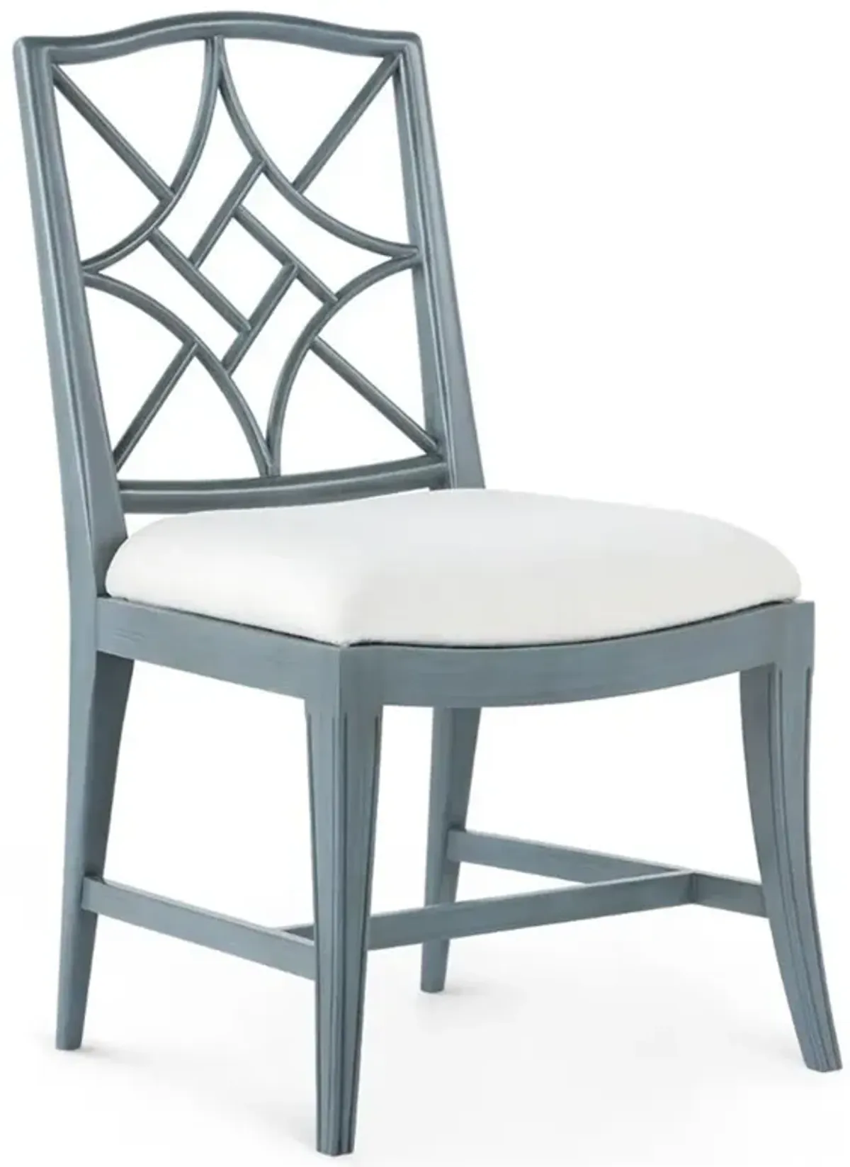 Evelyn Coastal Beach Cream Linen Foggy Blue Wood Dining Chair