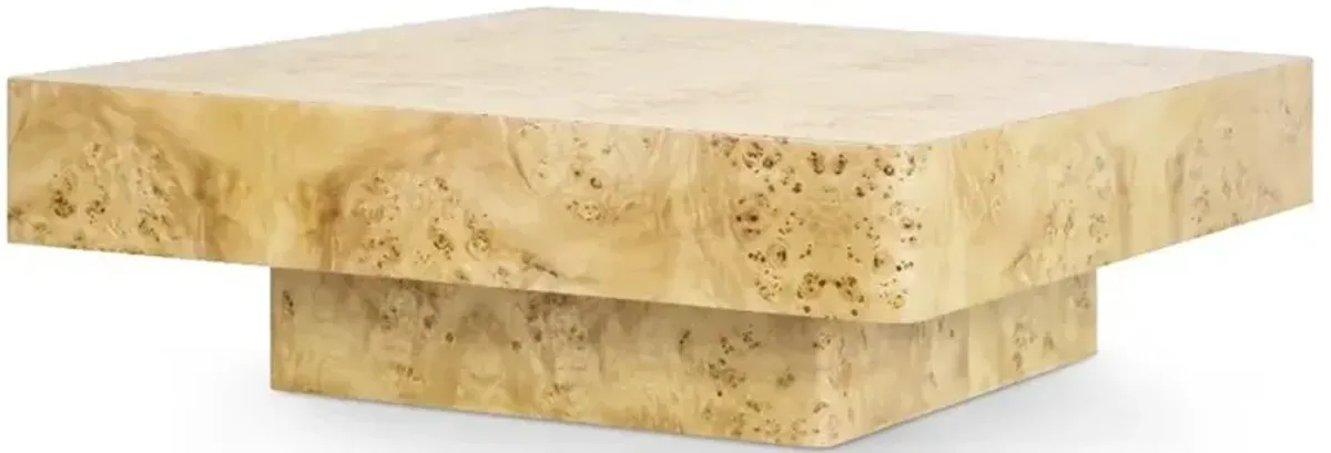 Norma Modern Classic Burl Wood Square Coffee Table