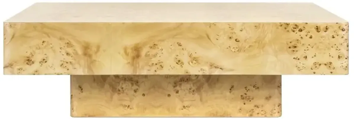 Norma Modern Classic Burl Wood Square Coffee Table