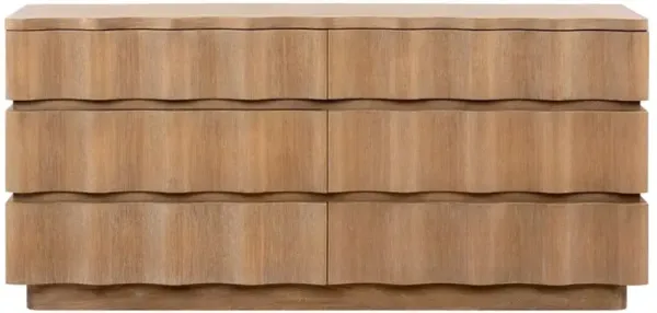 Vanessa Modern Classic Almond Brown Oak Wood Wavy Double Dresser