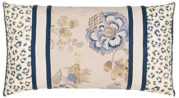 Elyra French Country Beige Cotton Floral Decorative Lumbar Pillow - 15x26
