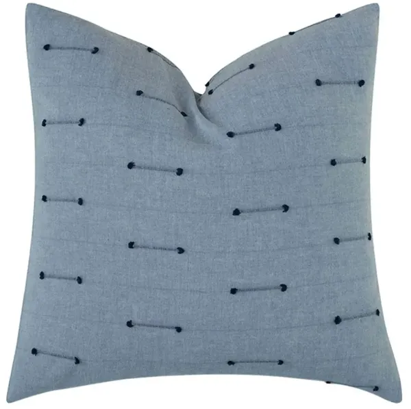 Livia Coastal Beach Blue Cotton Mini Stripes Decorative Throw Pillow - 22x22