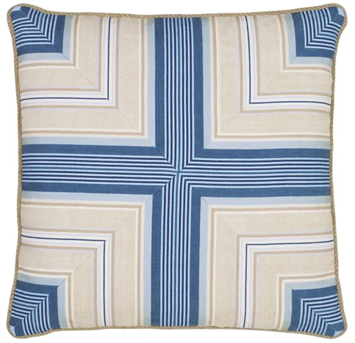 Myrthe Coastal Beach Blue Cotton Geometric Decorative Throw Pillow - 22x22