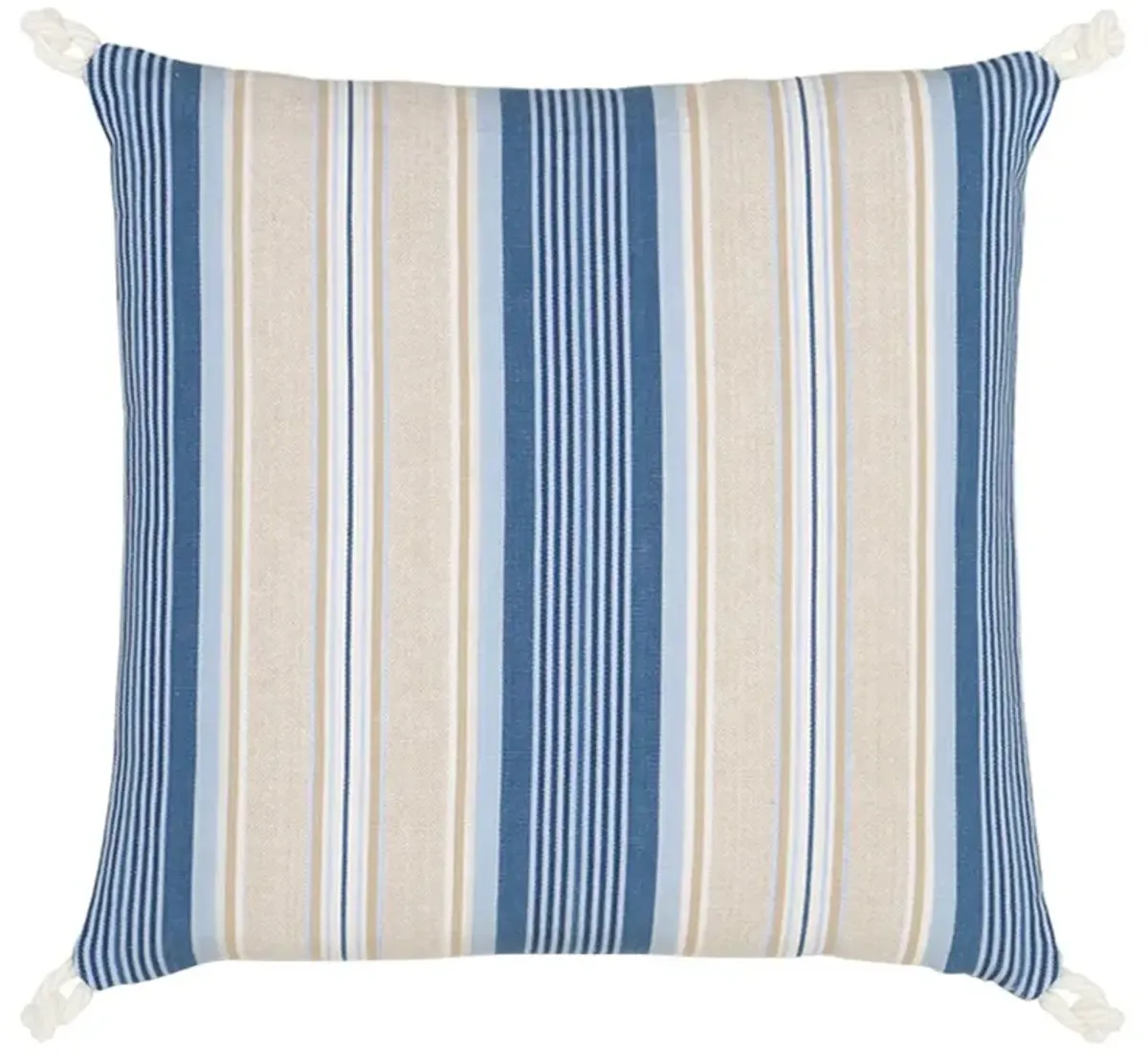 Myrthe Coastal Beach Blue Cotton Striped Decorative Throw Pillow - 20x20