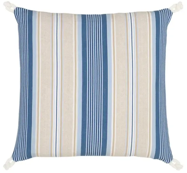 Myrthe Coastal Beach Blue Cotton Striped Decorative Throw Pillow - 20x20
