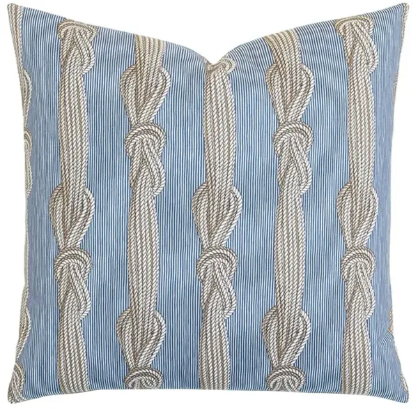 Mira Coastal Beach Blue Cotton Rope Patterned Decorative Throw Pillow - 22x22