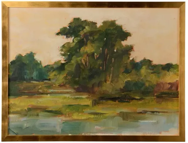 Ciela Updated Traditional Green Landscape Gold Frame Painting