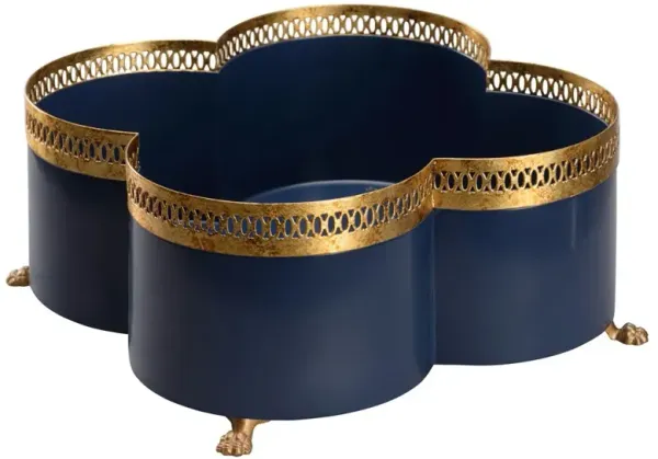 Tindra Updated Traditional Navy Blue Iron Quatrefoil Cachepot - Large