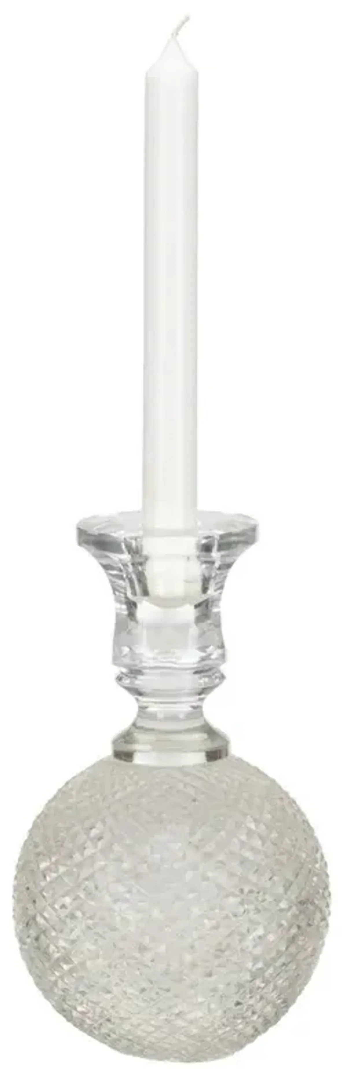 Lydia French Country Clear Glass Fluted Candleholder