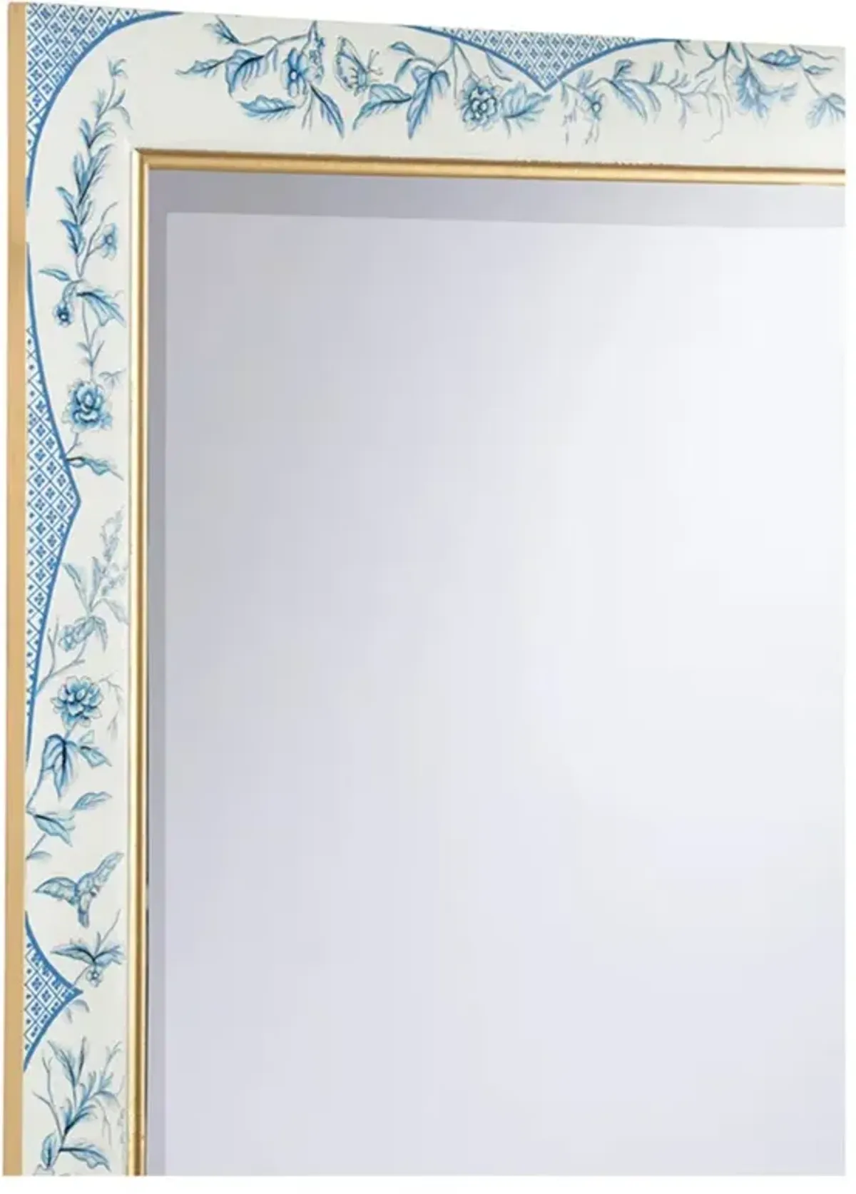 Chester French Country Blue Hand-Painted Floral Wall Mirror