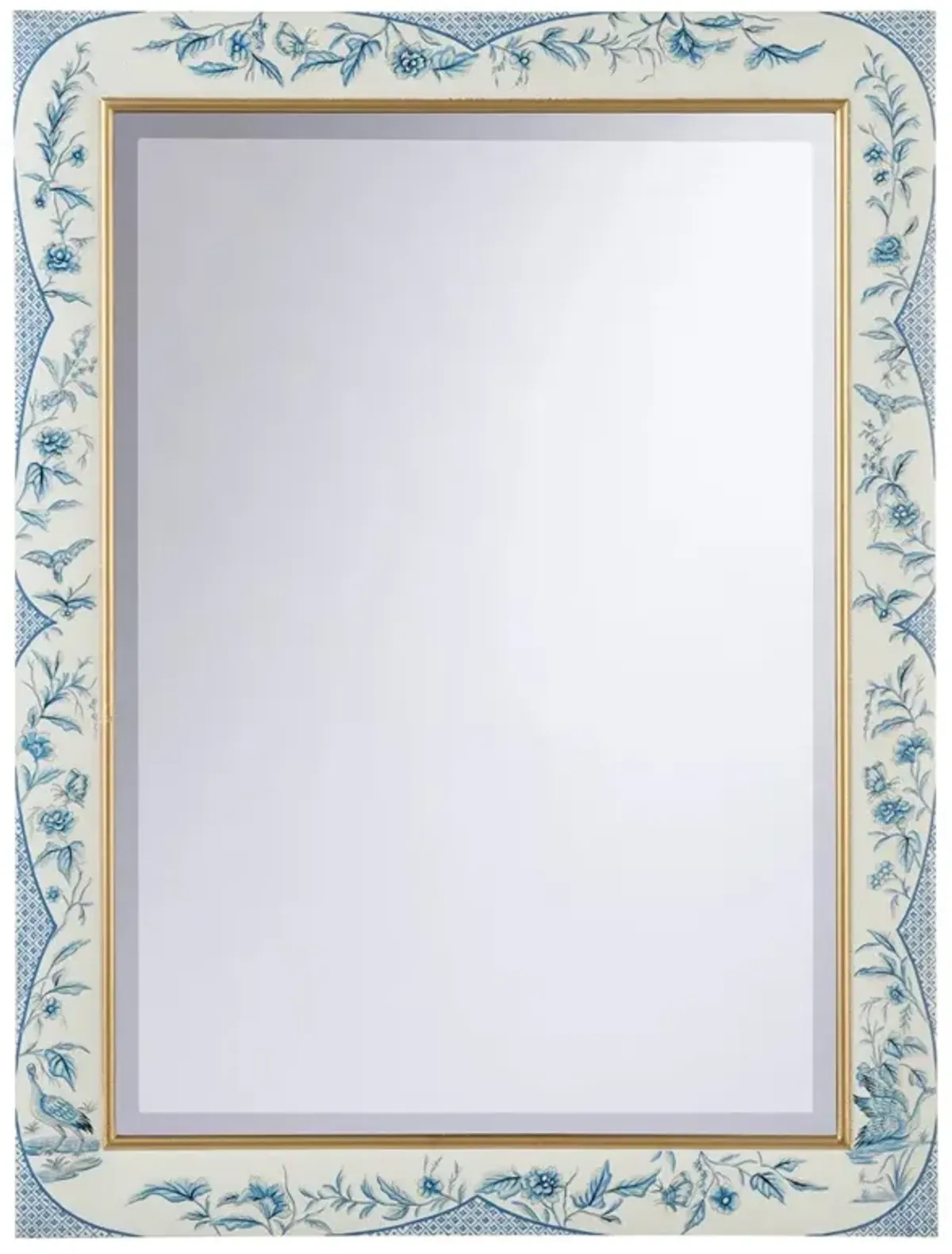 Chester French Country Blue Hand-Painted Floral Wall Mirror