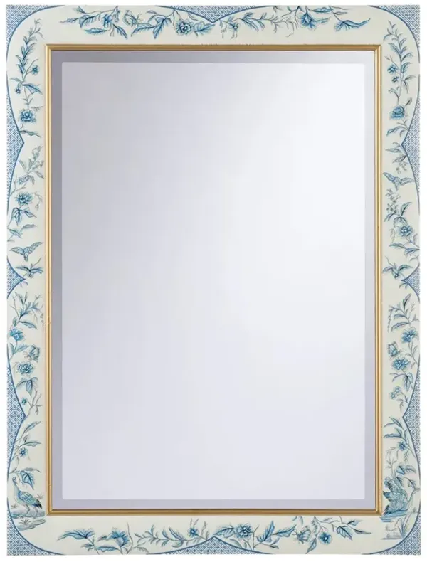 Chester French Country Blue Hand-Painted Floral Wall Mirror