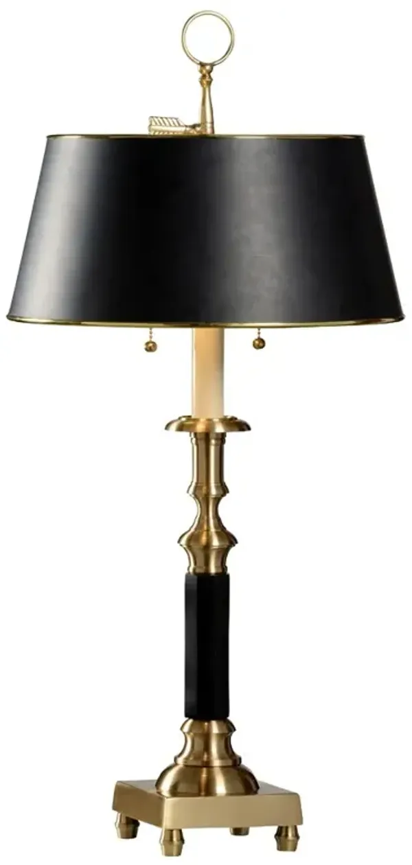 Langston Traditional Cast Brass Black Candlestick Table Lamp