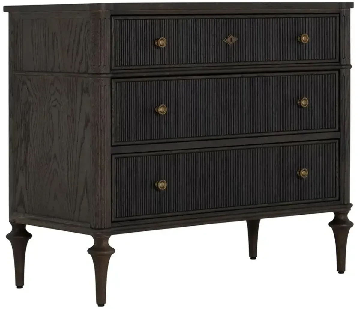 Andrea French Country Dark Brown Oak Wood Chest
