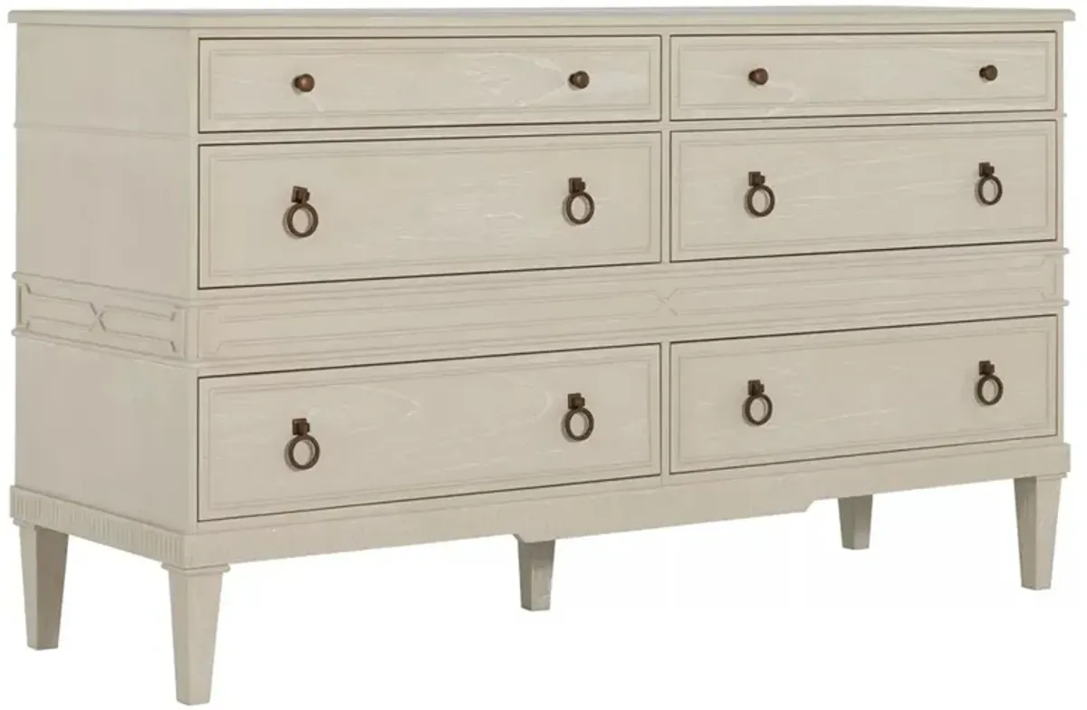 Archie Updated Traditional Beige Wood Double Dresser