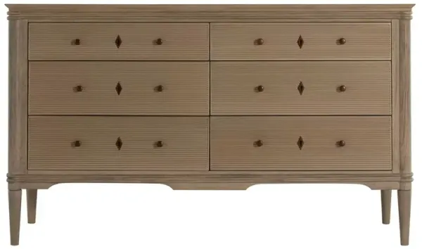 Linnea Updated Traditional Brown Oak Wood Double Dresser