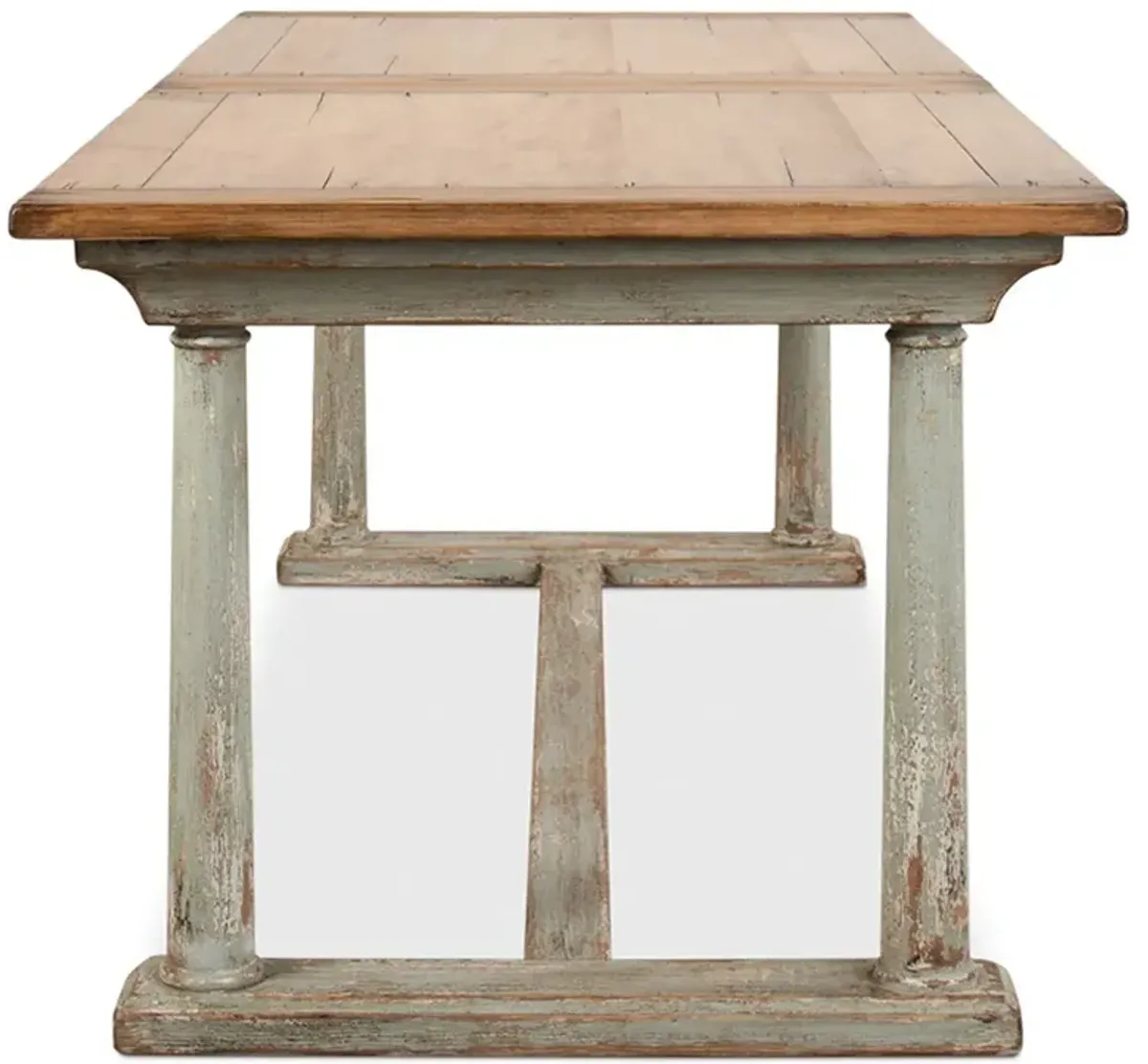 Liam Updated Traditional Distressed Green Rectangular Extendable Dining Table - 82-100"