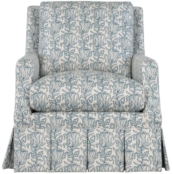 Leon Updated Traditional Blue Slipcovered Arm Chair
