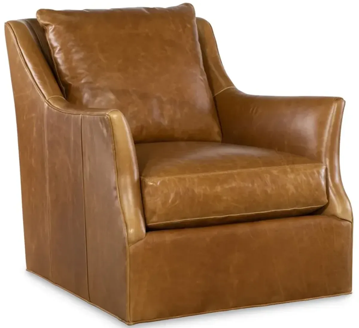 Norman Rustic Lodge Brown Leather Swivel Arm Chair