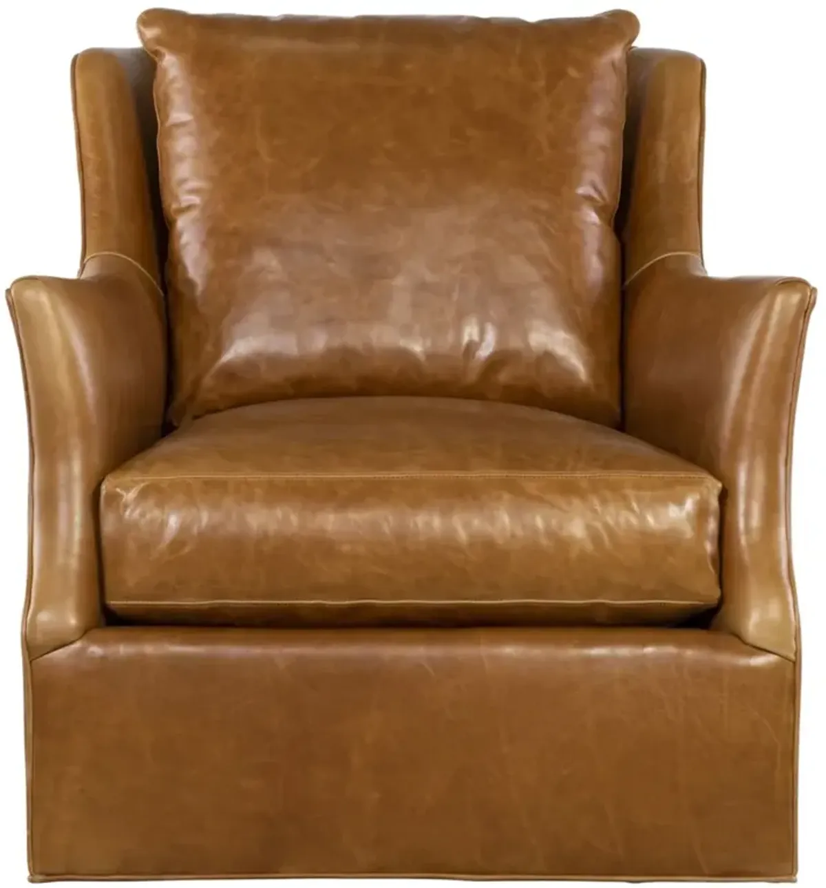 Norman Rustic Lodge Brown Leather Swivel Arm Chair