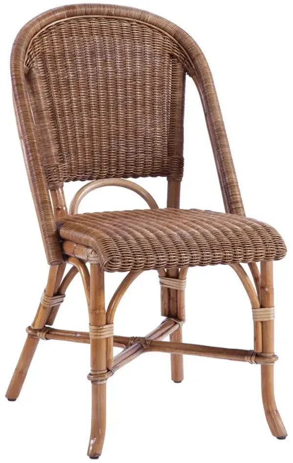Isabella Coastal Beach Dark Brown Woven Rattan Dining Chair