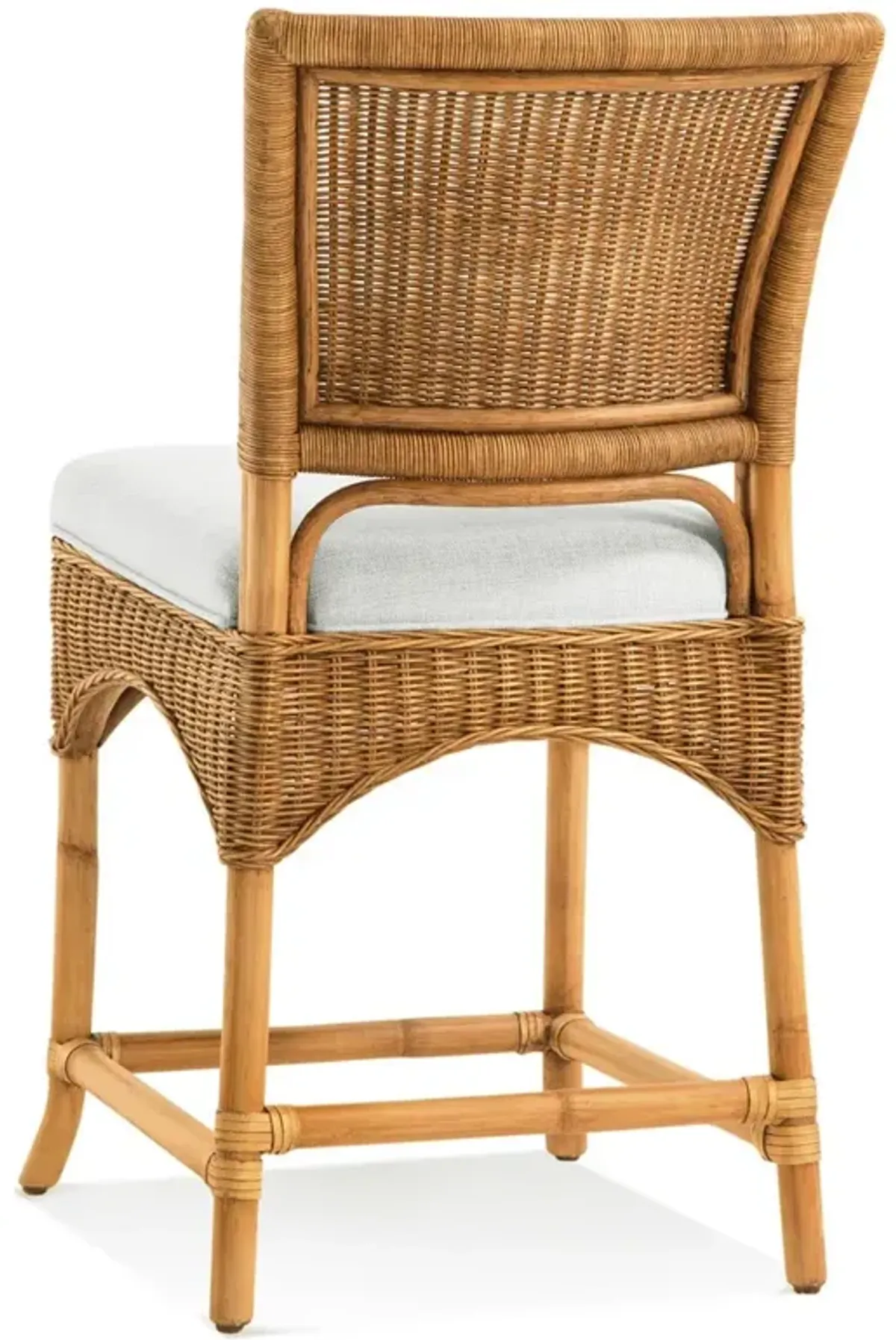 Alice Coastal Beach White Performance Brown Woven Rattan Counter Stool