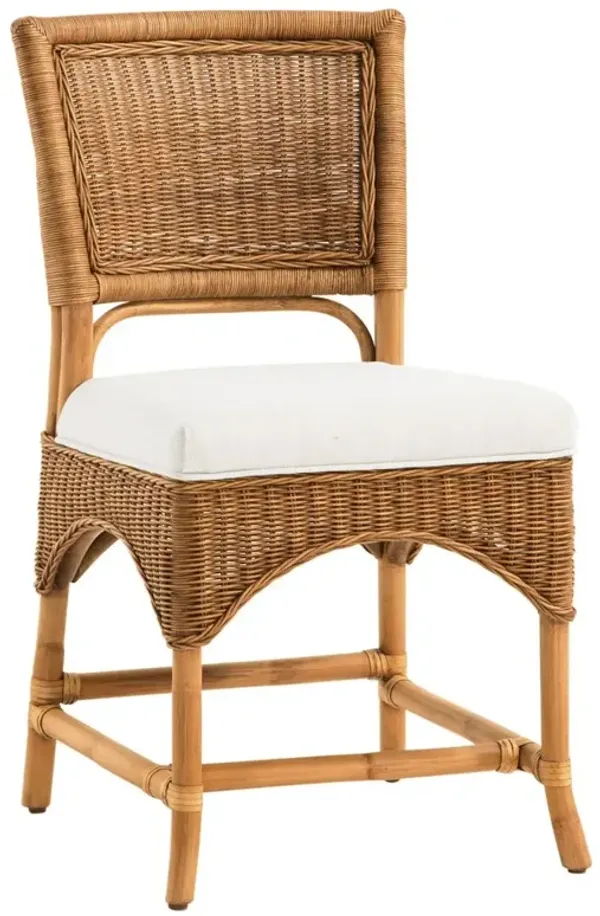 Alice Coastal Beach White Performance Brown Woven Rattan Dining Chair