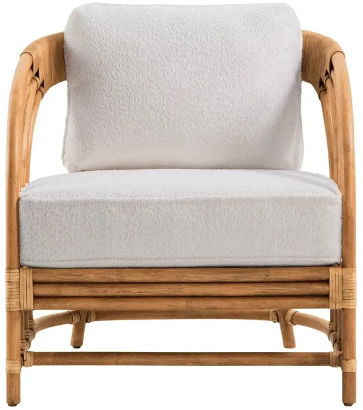Parker Coastal Beach Cream Boucle Brown Rattan Arm Chair