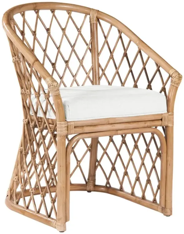 Leilani Coastal Beach White Performance Brown Rattan Dining Arm Chair