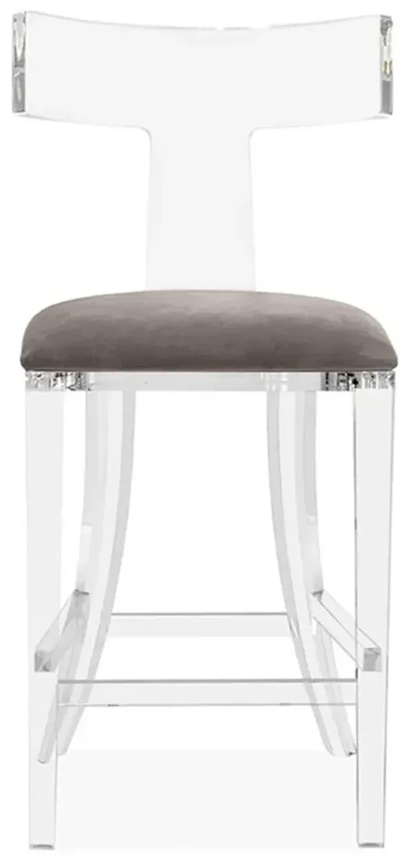 Tristan Modern Grey Velvet Acrylic Counter Stool Overstock