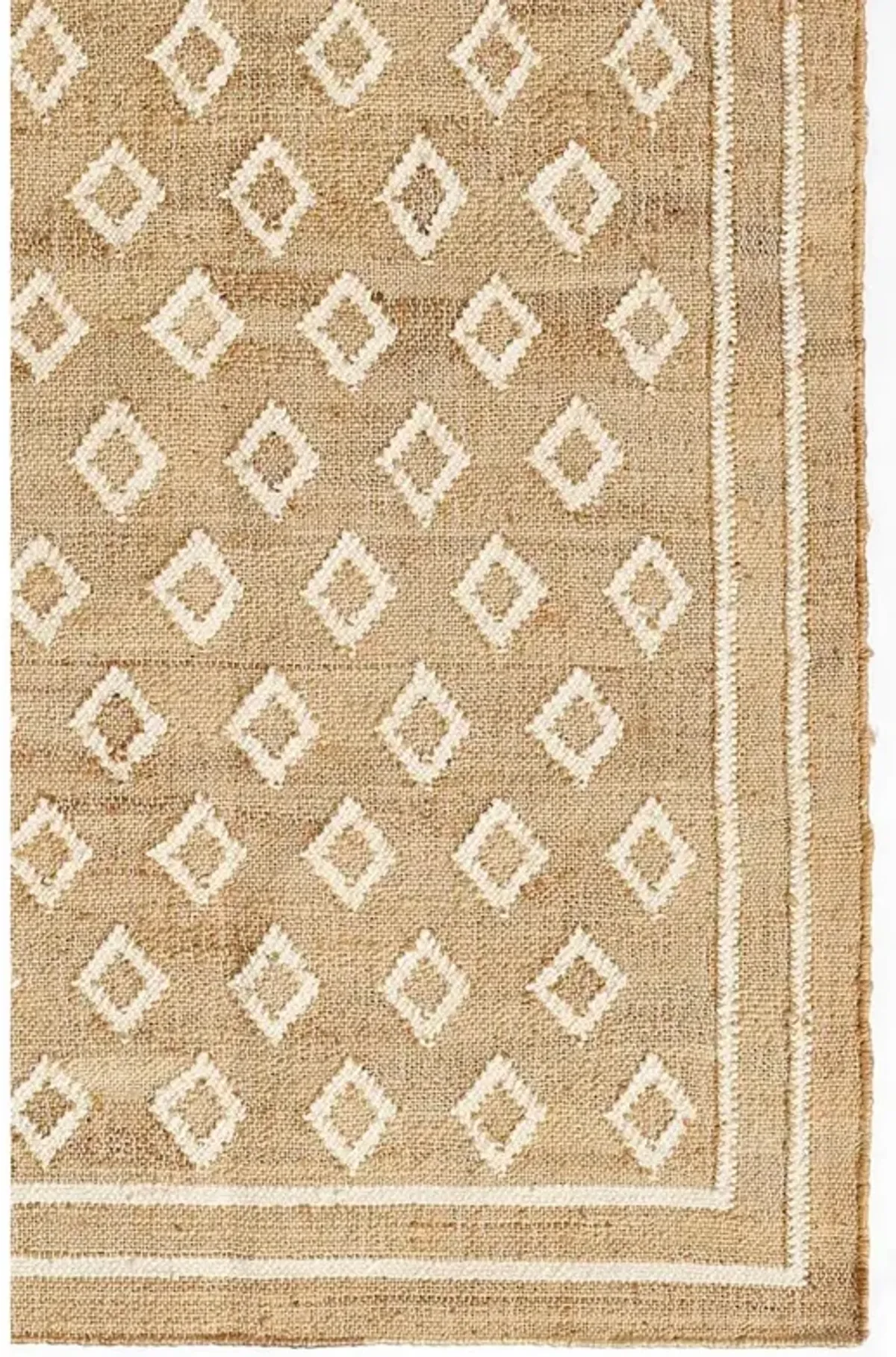 Safiya Coastal Beach Natural Diamond Patterned Jute Rug - 2'3"x8'