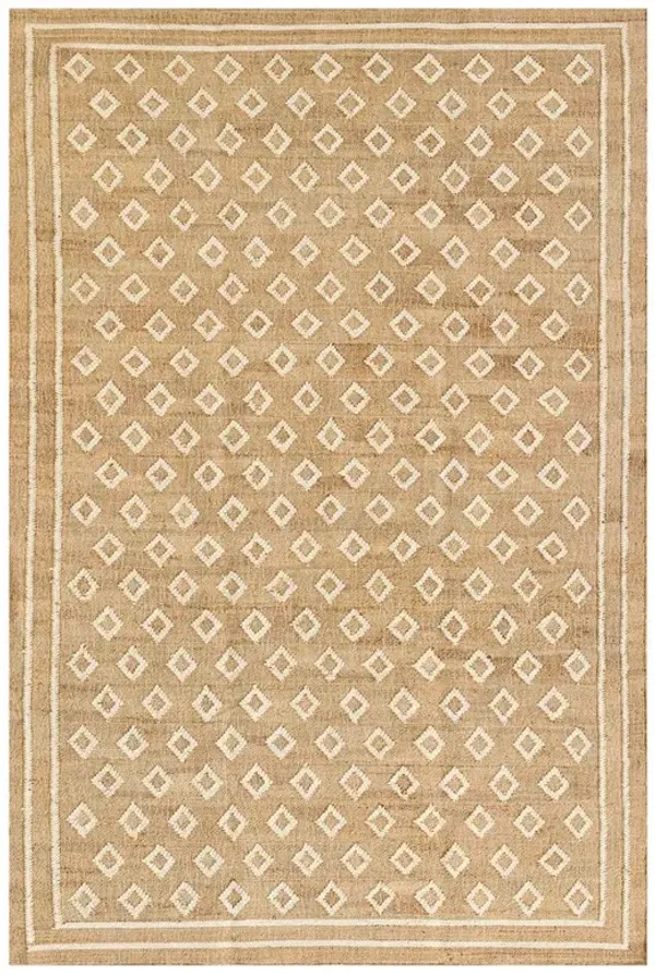 Safiya Coastal Beach Natural Diamond Patterned Jute Rug - 2'3"x8'